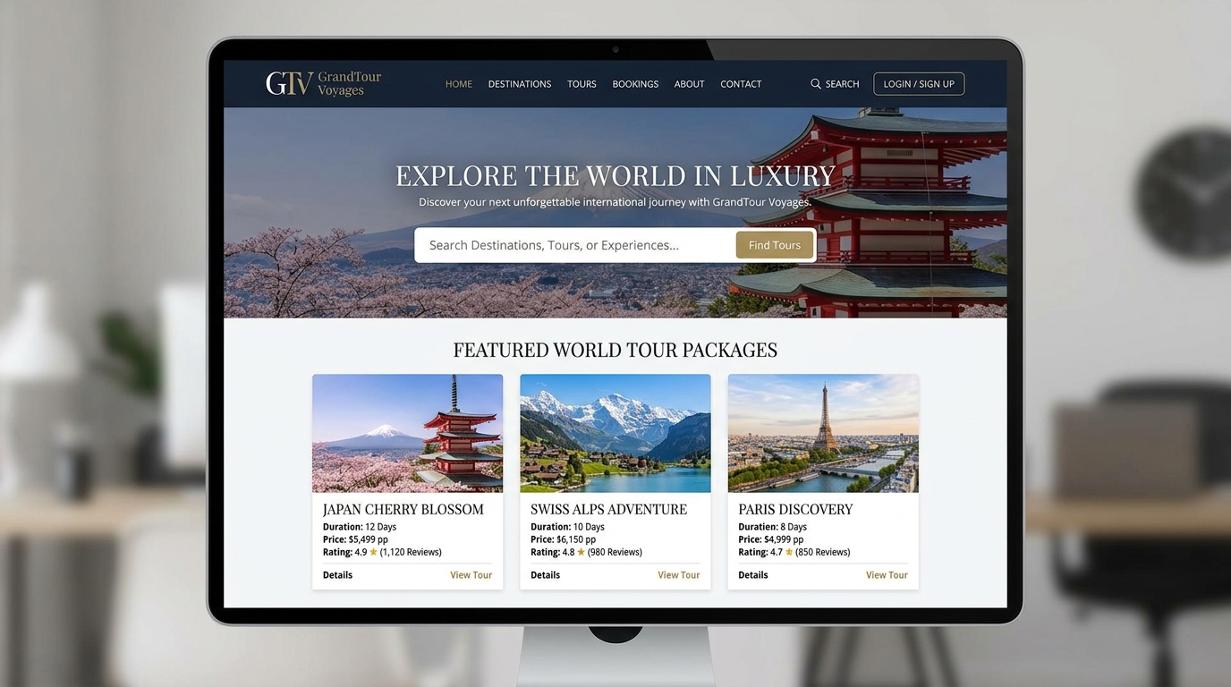 Giao diện mẫu Mẫu Tour Lữ Hành Tổng Hợp trên máy tính